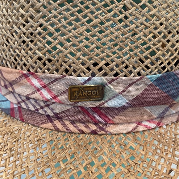 Kangol Sunstoppers Straw Hat in tan w colored band. Sun Protection VTG VGUC - Picture 7 of 14